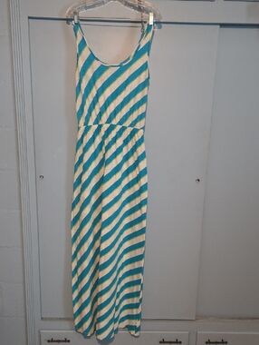 Lilly Pulitzer Teal and White Striped Maxi Dress